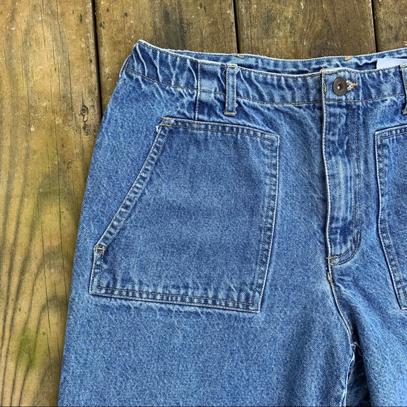 Vintage 80s Blue 100% Cotton Denim High Waisted Straight Leg Cropped Capri Pants - Picture 2 of 16